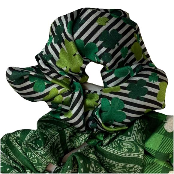 Bundle St Patrick’s Set Of 2 Leprechaun Hat Clips & 3 Pk Shamrock Scrunchies NEW - Picture 9 of 10